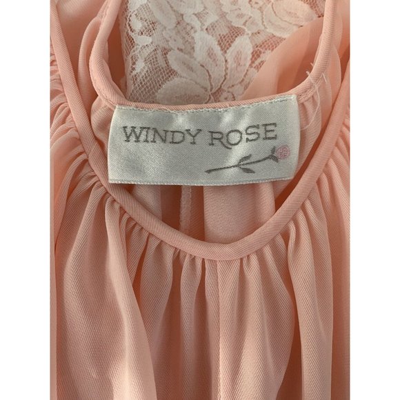 Vintage Pink Gown Small Ruffle Lace Cottagecore Prairie Country Satiny Nylon - Picture 6 of 8